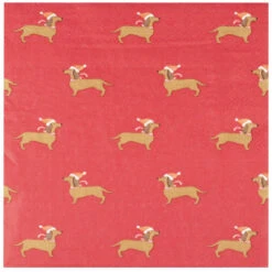 Ginger Ray 16 Serviette De Noël Chien Saucisse 16cm