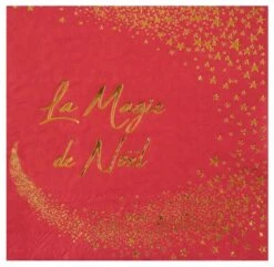20 Serviettes étoiles La Magie De Noël Rouges 33cm