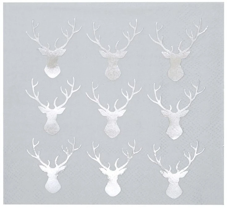 Ginger Ray 20 Serviettes Argentées Cerf De Noël Mindful 1 Ginger Ray 20 Serviettes Argentées Cerf De Noël Mindful