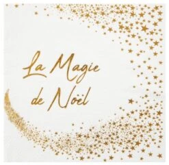 20 Serviettes étoiles Blanches La Magie De Noël 33cm