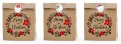 Partydeco 3 Sachets Cadeaux Guirlande De Noël Naturelle
